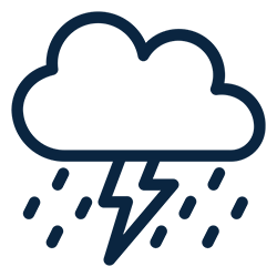 Water, wind & fire damage restoration Storm damage restoration icon.